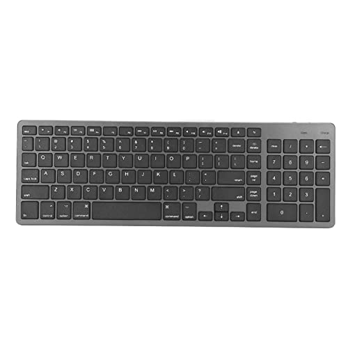 Goshyda Kabellose Bluetooth-Tastatur, Bluetooth 3.0-Tastatur für Mehrere Geräte, 102 Tasten mit Nummernblock, Wiederaufladbare Bürotastatur für Laptop, Tablet, Telefon von Goshyda