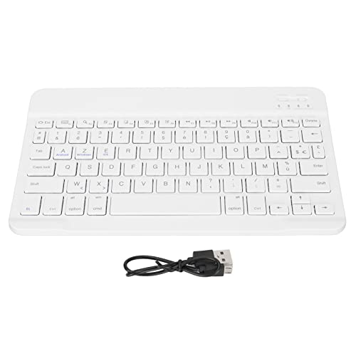 Goshyda Kabellose Bluetooth-Tastatur, Tragbare 10-Zoll-schlanke wasserdichte Französische AZERT-Reisetastatur Im Scherenstil, für Tablet-Telefon-Laptop-Computer(Weiß) von Goshyda