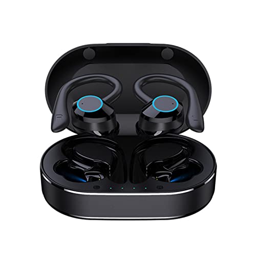 Goshyda Kabellose Ohrhörer, Q23 PRO Bluetooth 5.1 Sport wasserdichte Kopfhörer mit Kabellosem Ladekoffer, Stereo-Ohrbügel-Headset mit Geräuschunterdrückung, Eingebautem Mikrofon, für Sport,(Schwarz) von Goshyda