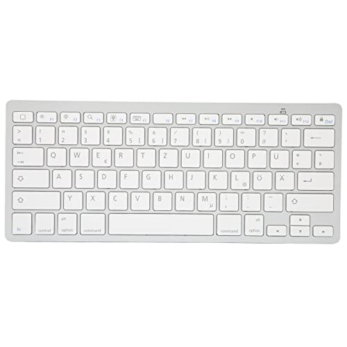 Goshyda Kabellose Tastatur, Ultradünne Tragbare Kabellose Bluetooth-Tastatur mit 78 Tasten, Mehrsprachige Weiße Computertastaturen, für Android, für OS X, für Windows(Deutsch) von Goshyda