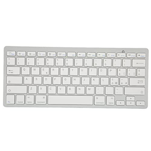 Goshyda Kabellose Tastatur, Ultradünne Tragbare Kabellose Bluetooth-Tastatur mit 78 Tasten, Mehrsprachige Weiße Computertastaturen, für Android, für OS X, für Windows(Italienisch) von Goshyda