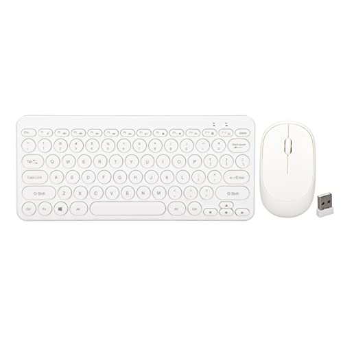 Goshyda Kabellose Tastatur-Maus-Kombination, Kompaktes 2,4-G-USB-ergonomisches, Leises Tastenfeld in Voller Größe und Mäuse, Gaming-Tastatur-Maus-Set für PC-Desktop-Laptop(Weiß) von Goshyda