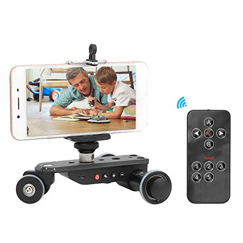 Goshyda Kamera Video Auto Dolly, PPL-06S Pro 90-Grad-Schwenkaufnahme Motorisierter Schienenschieber Dolly Auto mit Fernbedienung, 5-Geschwindigkeitseinstellung, für DSLR-Kamera, Smartphones von Goshyda