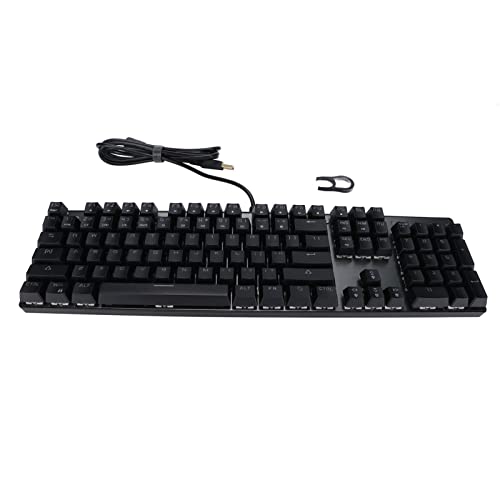 Goshyda Mechanische Gaming-Tastatur, 104 Tasten, Kabelgebunden, RGB-Hintergrundbeleuchtung, Blauer Schalter, Kompakte Tragbare Ergonomische Tastatur, für Laptop-PC-Computerspieler von Goshyda