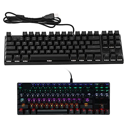 Goshyda Mechanische Gaming-Tastatur, 87 Tasten Wired RGB-Hintergrundbeleuchtung USB Kompakte Tragbare Langlebige Ergonomische Tastatur, für Windows Laptop PC Computer Gamer von Goshyda