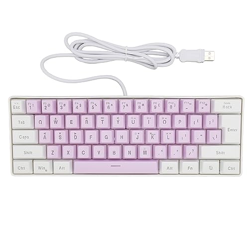 Goshyda Mechanische Gaming-Tastatur, Kabelgebunden, USB, 61 Tasten, Ergonomische USB-Gaming-Tastatur mit 6 RGB-Hintergrundbeleuchtungsmodi, Kompakte Tastatur für (Weiß Lila) von Goshyda