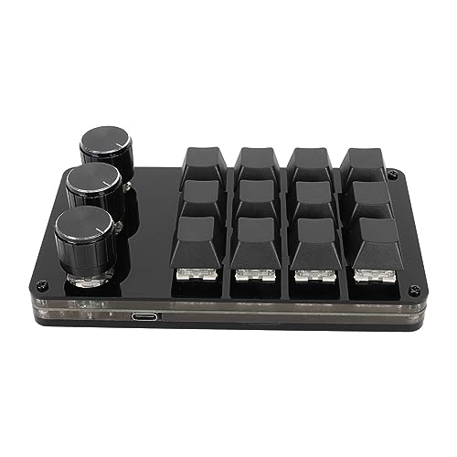 Goshyda Mechanische -Makro-Tastatur, 12 Tasten, 3 Knöpfe, Benutzerdefinierte Makroprogrammierung, Blauer Schalter, Hot-Swap-fähig, Tastaturkabeltrennung, OSU-Tastatur von Goshyda