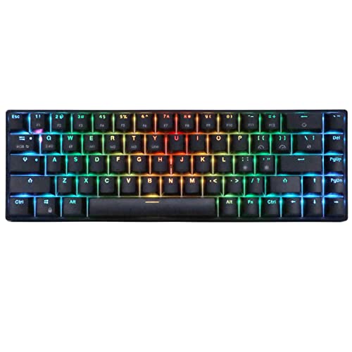 Goshyda Mechanische Tastatur, 68 Tasten RGB Dynamische Hintergrundbeleuchtung, Drahtlose Tastatur, für Office-Business-Spiele, PC-Spieltastatur, für Win(Schwarzer Schaft) von Goshyda