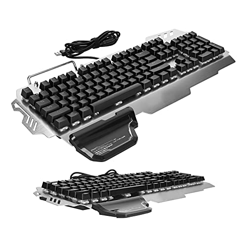 Goshyda Mechanische Tastatur, Aluminiumlegierungsplatte, 104 Tasten Ergonomische USB-Computertastatur, für PC-Spieler-Computer(Schwarz) von Goshyda