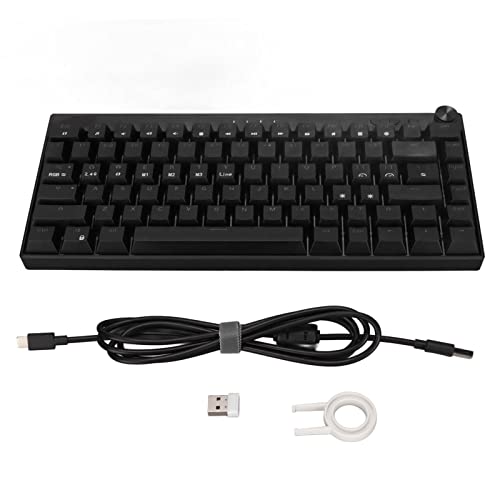Goshyda Mechanische Tastatur, RGB-Hintergrundbeleuchtung, 2,4 G Wireless/Bluetooth/Typ C Verkabelt, 1800-mAh-Akku, Ergonomisches Design, Schwarze Gaming-Tastatur mit 82 Tasten(Teeschaft) von Goshyda