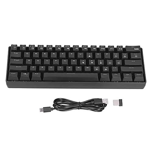 Goshyda Mechanische Tastatur, Tastatur mit RGB-Hintergrundbeleuchtung 61 Tasten Wireless 2.4G Kabelgebundene Dual-Mode-Tastatur mit Vollfarb-Hintergrundbeleuchtung, für Gamer-PC-Laptop(Roter Schaft) von Goshyda
