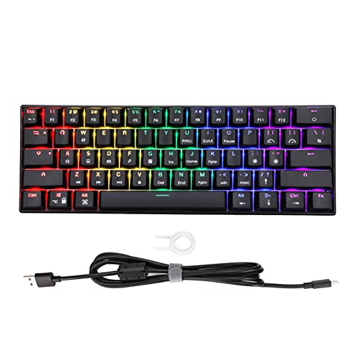 Goshyda Mechanische Tastatur,Ergonomische Tastatur mit 61 Tasten,Farbmischung Typ C Gaming-Tastatur mit Schneller Reaktion,PC-Gaming-Tastaturen für Computer-Laptop(Roter Schaft) von Goshyda