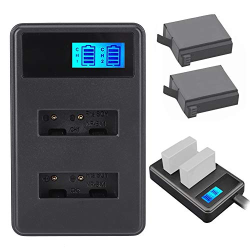 Goshyda NP-BX1 Kamera-Ladegerät, Dual-Slot-Ladegeräte mit LCD-Display für Digitalkamera von Goshyda