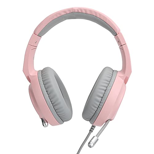 Goshyda Over-Ear-Gaming-Kopfhörer, Kabelgebundenes Headset mit Geräuschunterdrückung, mit Omnidirektionalem Mikrofon, RGB-Lichteffekt (Rosa) von Goshyda