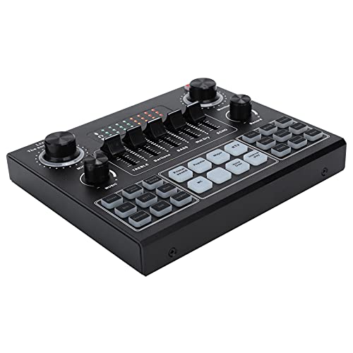 Goshyda Professionelle Soundkarte, V9 Soundkarte Stereo Audio Mixer mit 16 Soundeffekten Handy Computer Live Soundkarte, für Computerspiel Handy Live Übertragung (Bluetooth Version) von Goshyda