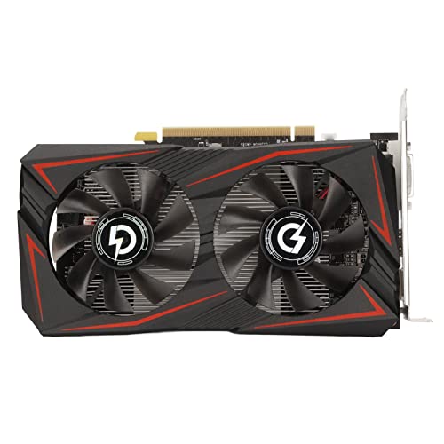 Goshyda RX550 4G-Gaming-Grafikkarte, 4 GB GDDR5 (128 Bit) Diskrete Grafikkarte, 1071 MHz, PCI Express 2.0, DP-DVI-HDMI-Ausgangsschnittstelle, mit Schneller Kühlung mit Zwei Lüftern von Goshyda