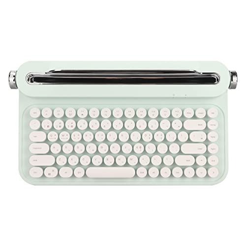 Goshyda Retro-Bluetooth-Tastatur, Tragbare Runde Tastaturen, Schreibmaschinentastatur, 86 Tasten, Universell für Android für IOS für Tablet-Laptop (Minzgrün) von Goshyda