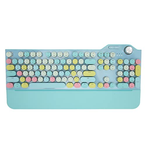 Goshyda Schreibmaschinentastatur, 107 Runde Retro-Tastenkappen, 16 Modi, LED-Hintergrundbeleuchtung, Blauer Schalter, Unterstützt Hot-Swap, Mechanische Tastatur für Win für OS X (Blau) von Goshyda