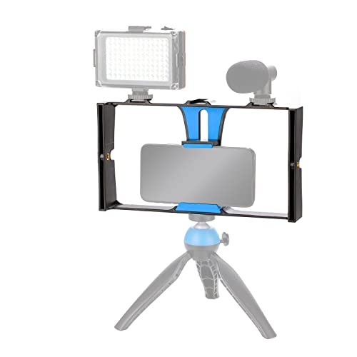 Goshyda Smartphone-Video-Rig, Telefon-Videostabilisator, Kameragehäuse-Halterung für Filmemachen und Vlogging, mit Kaltschuhhalterung für Smartphone, für Streaming-Ausrüstung(Blau) von Goshyda