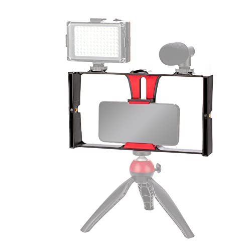 Goshyda Smartphone-Video-Rig, Telefon-Videostabilisator, Kameragehäuse-Halterung für Filmemachen und Vlogging, mit Kaltschuhhalterung für Smartphone, für Streaming-Ausrüstung(Rot) von Goshyda