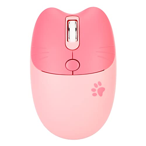 Goshyda Süße Katzen-Funkmaus, 2,4 GHz Kabellose Leise Maus, 3 Stufen DPI Einstellbar, Tragbare Niedlich Geformte Kabellose Mäuse mit USB-Empfänger, für PC, Tablet, Laptop (PINK) von Goshyda