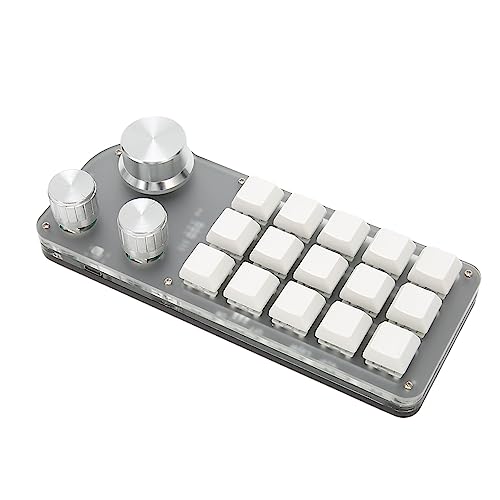 Goshyda -Tastatur mit 15 Tasten, 3 Knöpfen, Programmierbar, Blauer Schalter Mechanisch, Speicherfunktion für Gaming-Büromedien von Goshyda