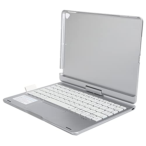 Goshyda Tastaturhülle für IOS-Tablet, Ultradünne, Kabellose, Faltbare -Tastatur mit Folio-Hartvollschutzhülle, Unterstützung für 360-Drehung, Verschiedene Hintergrundbeleuchtungsmodi (Silber) von Goshyda
