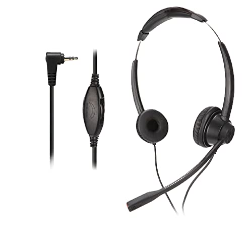 Goshyda Telefon-Headset mit Mikrofon-Geräuschunterdrückung, Kabelgebundene Binaurale Headsets mit 2,5-mm-Stecker und Lautstärkeregler, Kabelgebundene Kopfhörer mit Mikrofon für Call Center, Business von Goshyda