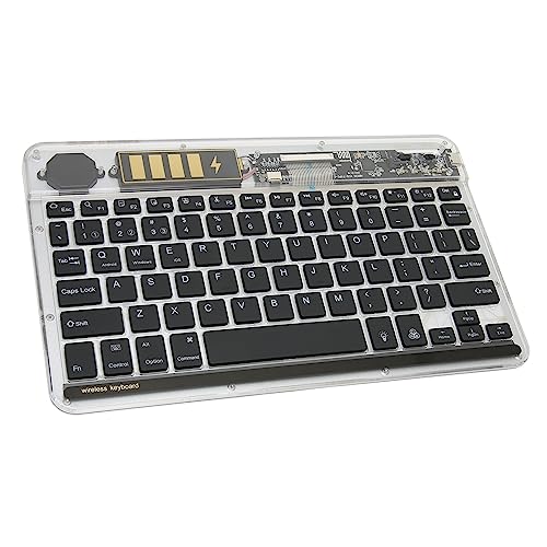 Goshyda Transparente Bluetooth-Tastatur mit Digitalanzeige, Wiederaufladbare Kabellose Multi-Geräte-Tastatur für PC, Tablet, Telefon, Computer, mit Bunter Hintergrundbeleuchtung, (Black) von Goshyda