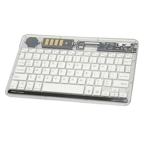 Goshyda Transparente Bluetooth-Tastatur mit Digitalanzeige, Wiederaufladbare Kabellose Multi-Geräte-Tastatur für PC, Tablet, Telefon, Computer, mit Bunter Hintergrundbeleuchtung, (White) von Goshyda