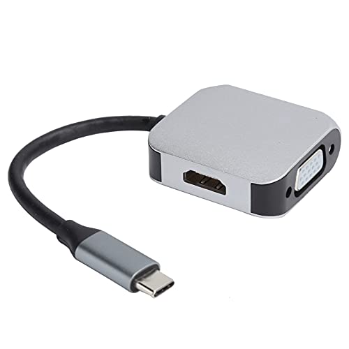 Goshyda Typ-C-Hub, Typ-C-zu-HDMI-kompatibel + 1080P VGA USB-Hub Dockingstation-Adapter Plug and Play, Anschluss an Großbildfernseher, Monitore, Projektoren von Goshyda