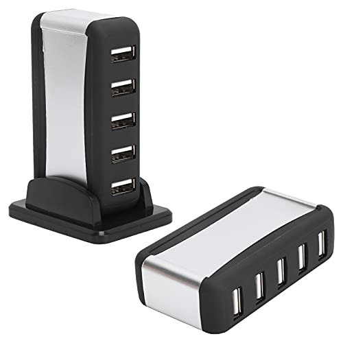 Goshyda USB 7-Port-Hub mit Netzteil, Unterstützt Bis zu 7 Unabhängige Geräte, Symmetrische USB2.0-Schnittstellenübertragung, fürVista XP Me 2000 98 (EU-Stecker) von Goshyda