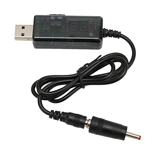 Goshyda USB-Boosting-Kabel, 5 V auf 9 V, 12 V, Verstellbares DC-Aufwärtskabel mit LED-Anzeige, Tragbar für Ventilator, Tischlampe von Goshyda