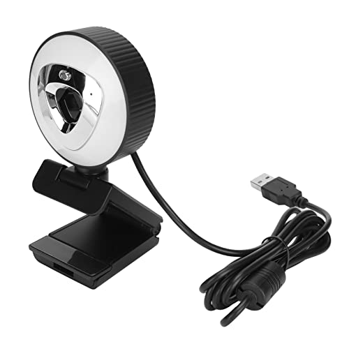 Goshyda Webcam mit Aufhelllicht, HD 1080P/30FPS USB-Computer-Webkamera mit Integriertem Mikrofon, 3-stufigem Helligkeitsring-Aufhelllicht, Flexiblem Stativ und 1,5 M Langem Kabel von Goshyda