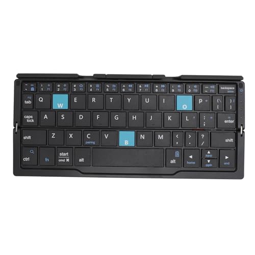 Goshyda Zusammenklappbare Bluetooth-Tastatur, Faltbare Kabellose Tastatur mit Tragbarem Taschenformat, Gehäuse aus Aluminiumlegierung, für OSX für Android für Windows für Telefon-Tablets von Goshyda