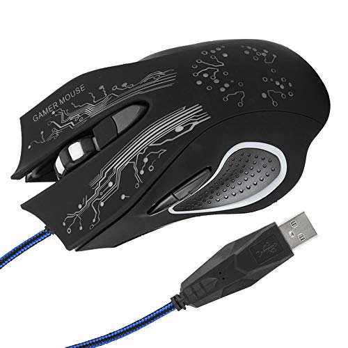 Kabelgebundene Maus, LED Luminous 6-Tasten USB Home Office Gaming Universal Computer Zubehör X11, für Heim, Büro, Spiele(schwarz) von Goshyda