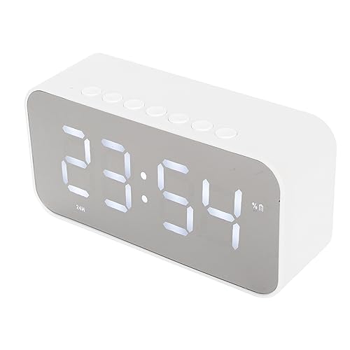 Kabellose Bluetooth-Lautsprecher mit Wecker, Digitaluhr mit Bluetooth-Lautsprecher, Unterstützt FM-Radio, Dual-Alarme, Spiegel-LED-Display, Freisprechen, für Schlafzimmer (Weiß) von Goshyda