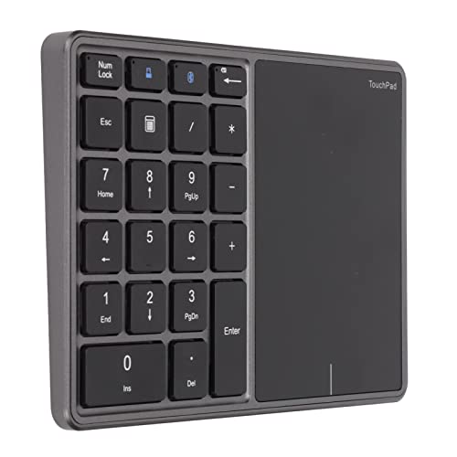 Kabelloser Ziffernblock, 2 in 1 22 Tasten 2,4 G Touchpad Bluetooth 4.2 Nummernblock, Typ C Aufladung 500 MAh Finanzbuchhaltungstastatur, für Laptop, PC, Desktop(Eisengrau) von Goshyda