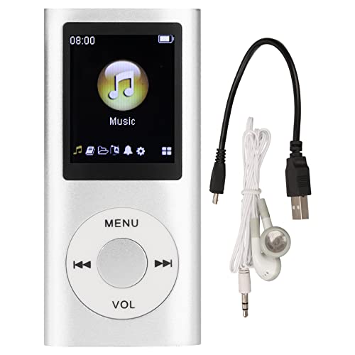 MP3-Player, Tragbarer Digitaler Verlustfreier Musik-MP3-Player, Kinder-MP3 mit Schlankem 1,8-Zoll-LCD-Bildschirm für Sportliches Laufen, 8 Stunden Wiedergabezeit, 64 G (Silber) von Goshyda