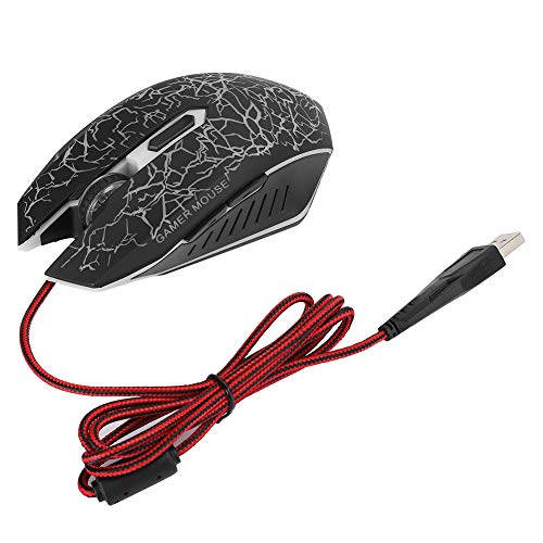 Mäuse-Gamer verkabelt, 6 Tasten 800-2000 DPI Ergonomische LED-USB-Gamer-Mäuse, kompatibel mit verschiedenen Systemen(schwarz) von Goshyda