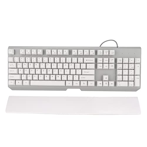 Mechanische Tastatur, RGB-LED-Hintergrundbeleuchtung, Kabelgebundenes USB-Gaming, 104 Tasten, Ergonomische Tastatur, mit Handballenauflage, für PC- und Desktop-Computer-Gamer(GK60 Passfedernut weiß) von Goshyda