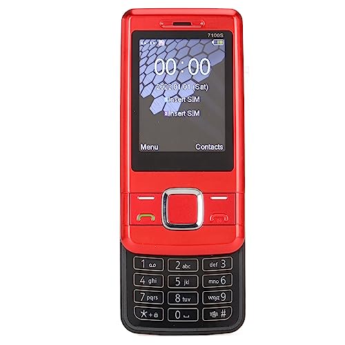 Mobiltelefon für ältere Menschen, Entsperrtes Großtasten-Handy für ältere Menschen mit 2G GSM 1200 MAh, Slider-Telefon für Anrufe, Kamera, Musik- und Videoplayer, Bluetooth (Rot) von Goshyda
