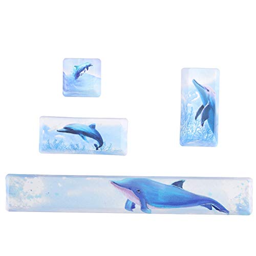 Niedliche Dolphin Mechanical DIY Keycaps, DIY Dolphin Pattern Keycaps mit Leerzeichen + ESC + Enter + Numpad Enter Keycap für mechanische Tastatur(Delfin) von Goshyda