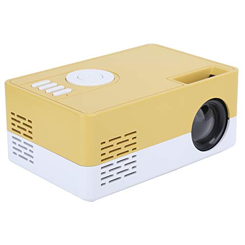 Projektor, tragbarer 1080p-HD--100-240-V-Smart-Home-Kinoprojektor mit voller Auflösung für Videospiele und Fußballspiele der TV-Serie überall(Gelb und Weiß) von Goshyda