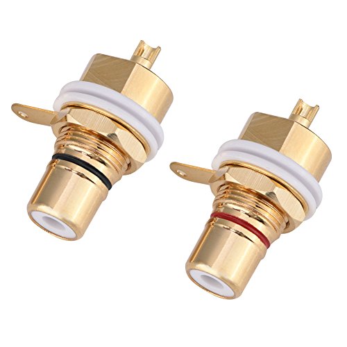 RCA Socket, 2 Pcs Gold Plated Copper RCA Panel Mount Female Jack Terminal Socket Audio Connector for Amplifiers, Solder Type von Goshyda