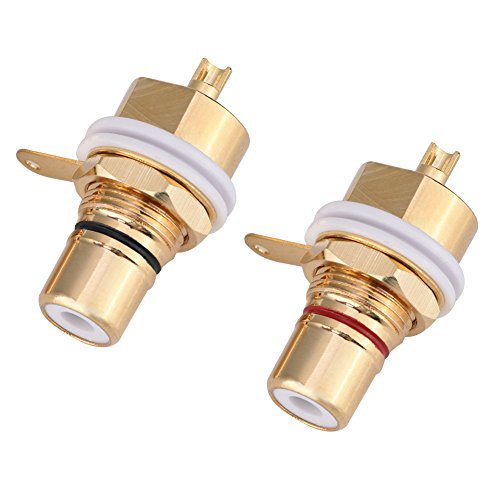 Socket, 2 Pcs Gold Plated Copper Panel Mount Female Jack Terminal Socket Audio Connector for Amplifiers, Solder Type von Goshyda
