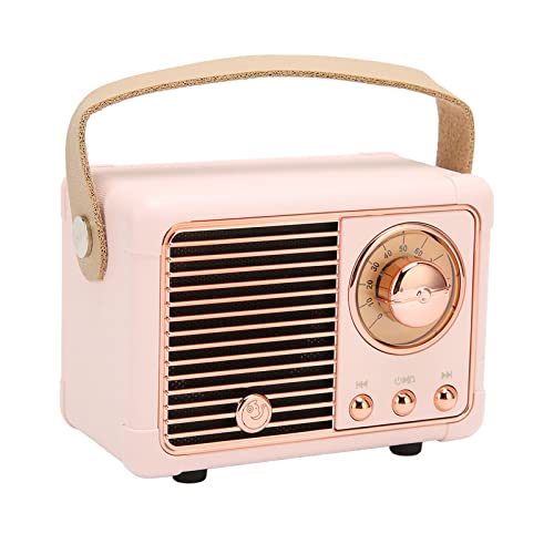 Retro-Lautsprecher, HiFi-Stereo, Schnelle Übertragung, Geringer Stromverbrauch, Tragbar, Vintage-Lautsprecher mit 360-Grad-Surround-Sound und Mehreren Wiedergabemodi (Rosa) von Goshyda