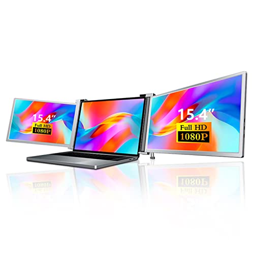 Tragbarer Monitor für Laptops, 15-Zoll-HD-1080P-IPS-Ultra-Slim-Laptop-Bildschirmerweiterung mit Einziehbarem Ständer, USB-A-Anschlüsse Typ C, Automatisch Gedrehter von Goshyda