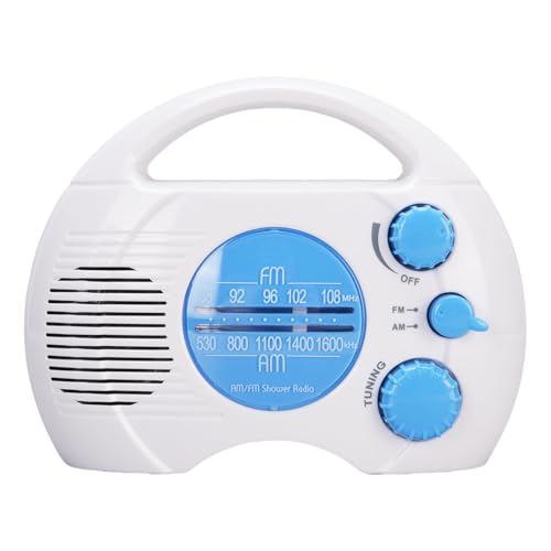 Tragbares AM-FM-Duschradio, Wasserdichtes Badezimmerradio mit Eingebautem Lautsprecher, Einstellbarer Lautstärke, Batteriebetriebenes Miniradio für Zuhause und Draußen Tragbares AM-FM-Duschradio, Wasserdichtes Badezimmerradio mit Eingebautem Lautsprecher, Einstellbarer Lautstärke, Batteriebetriebenes Miniradio für Zuhause und Draußen von Goshyda