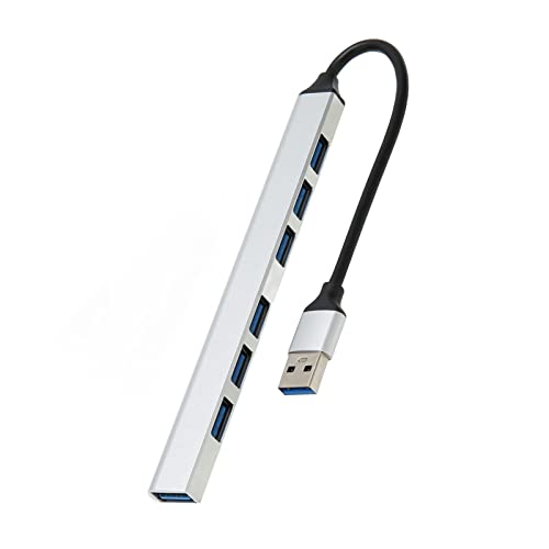 USB 3.0-Hub, Ultraflacher USB-Daten-Hub mit 7 Anschlüssen aus Aluminium (6 X USB 2.0-Anschlüsse und 1 X USB 3.0-Anschluss), Hochgeschwindigkeits-USB-Extender-Adapter für Laptop, von Goshyda